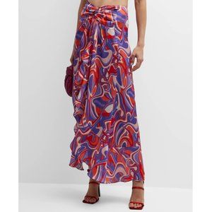 Ramy Brook Lorena Ruffled Maxi Skirt Purple 10
